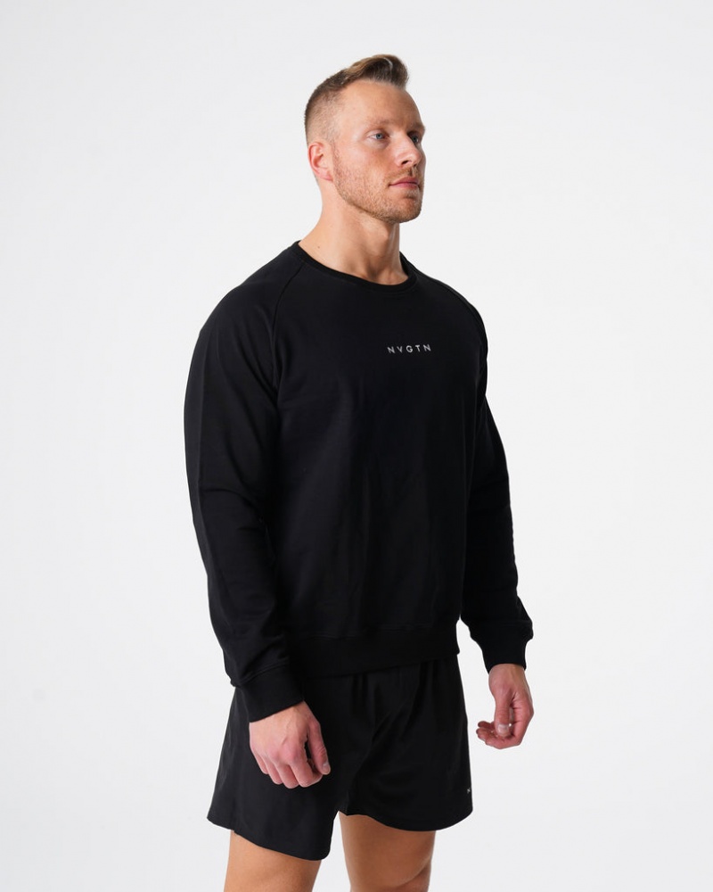 Bluzy Męskie NVGTN Crew Neck Czarne | NVGTN PL-15NBZQVYA