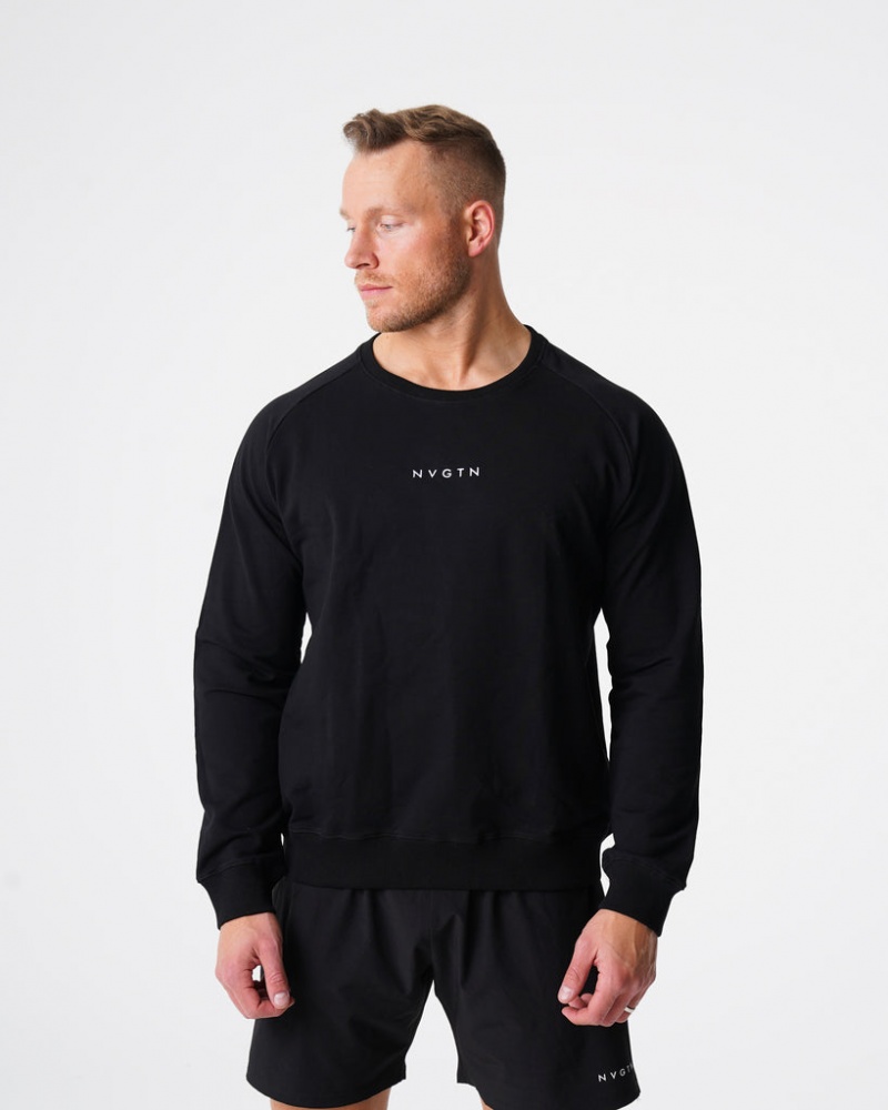 Bluzy Męskie NVGTN Crew Neck Czarne | NVGTN PL-15NBZQVYA