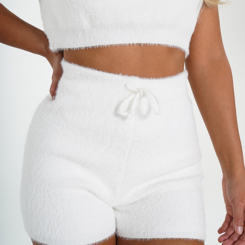 Bluzy Z Kapturem Damskie NVGTN Codzienne Cutie Lounge Cropped Białe | NVGTN PL-89YUGLTJX
