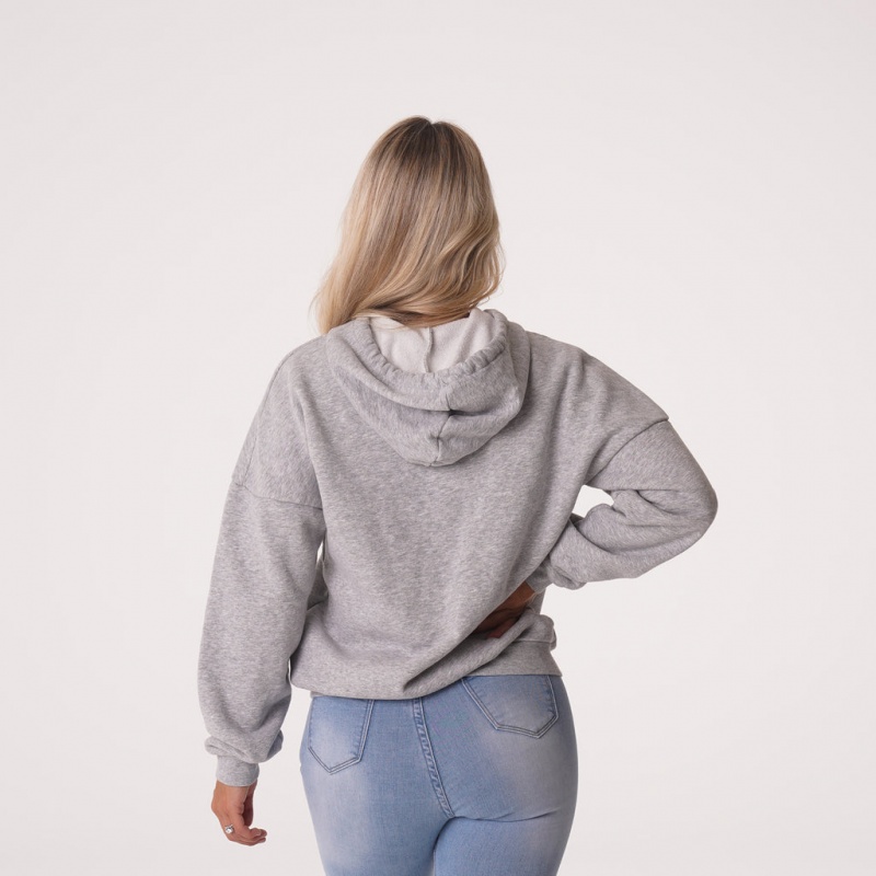 Bluzy Z Kapturem Damskie NVGTN Essential Drop Shoulder Szare | NVGTN PL-70PFZIOTA