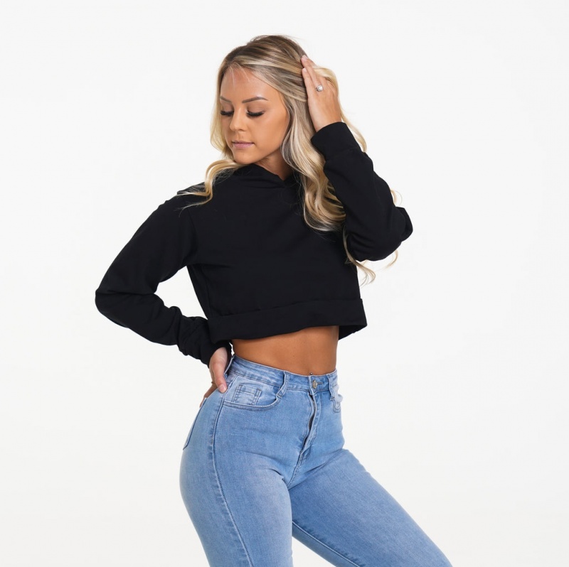 Bluzy Z Kapturem Damskie NVGTN Kick Back Czarne | NVGTN PL-72JQXBRLO