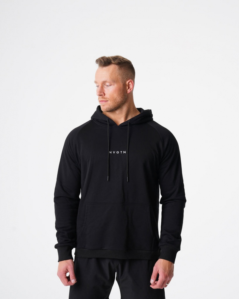 Bluzy Z Kapturem Męskie NVGTN Lounge Czarne | NVGTN PL-86WCLAMUZ