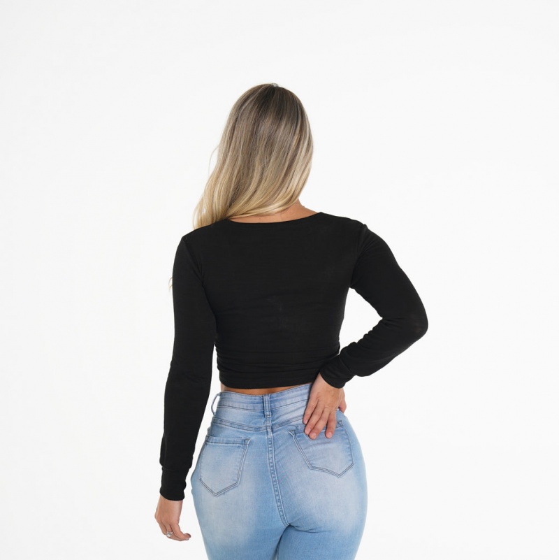 Crop Top Damskie NVGTN Wrap Czarne | NVGTN PL-63NLDSQWY
