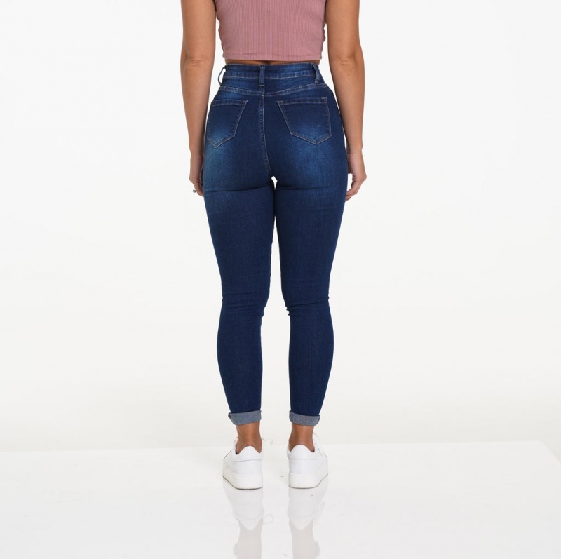 Jeansy Damskie NVGTN Navishape Ciemny Niebieskie | NVGTN PL-23KYOIHDZ