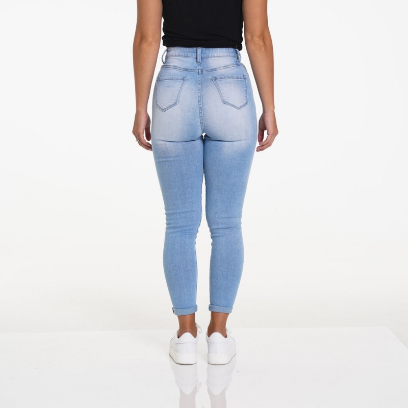Jeansy Damskie NVGTN Navishape Ripped Głęboka Niebieskie | NVGTN PL-87PZABQOY