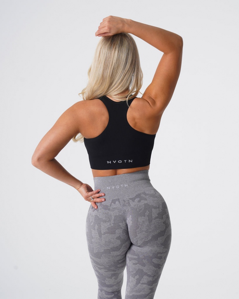 Staniki Sportowe Damskie NVGTN Cinched Seamless Czarne | NVGTN PL-07ZLEPNXJ