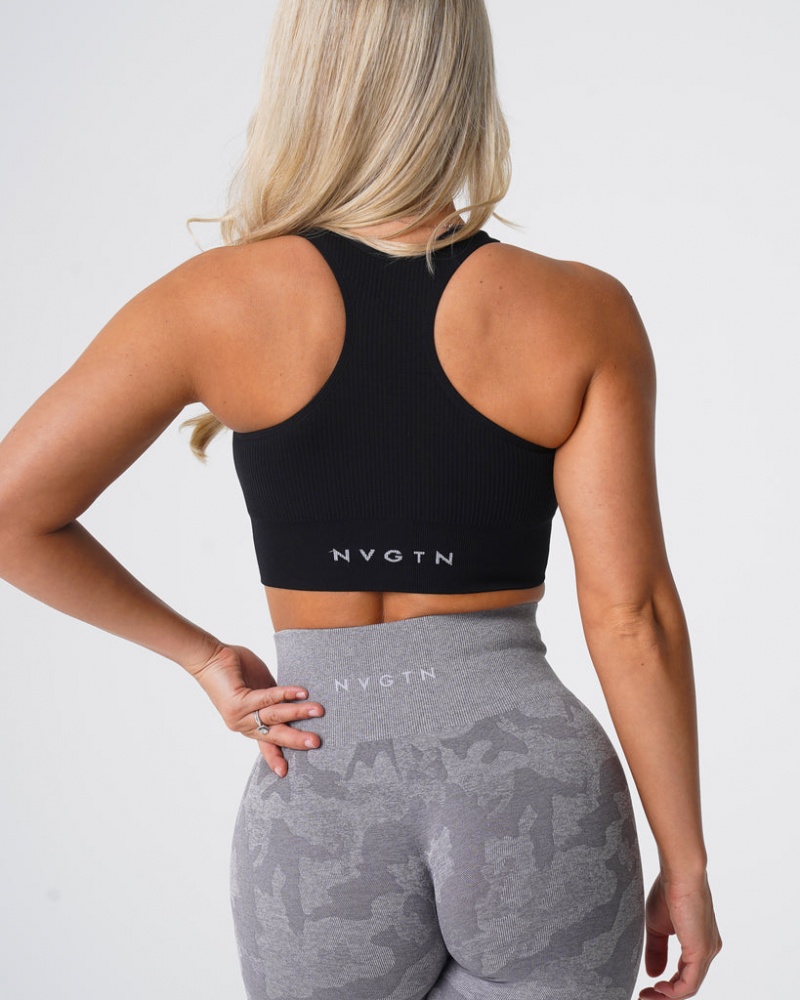 Staniki Sportowe Damskie NVGTN Cinched Seamless Czarne | NVGTN PL-07ZLEPNXJ