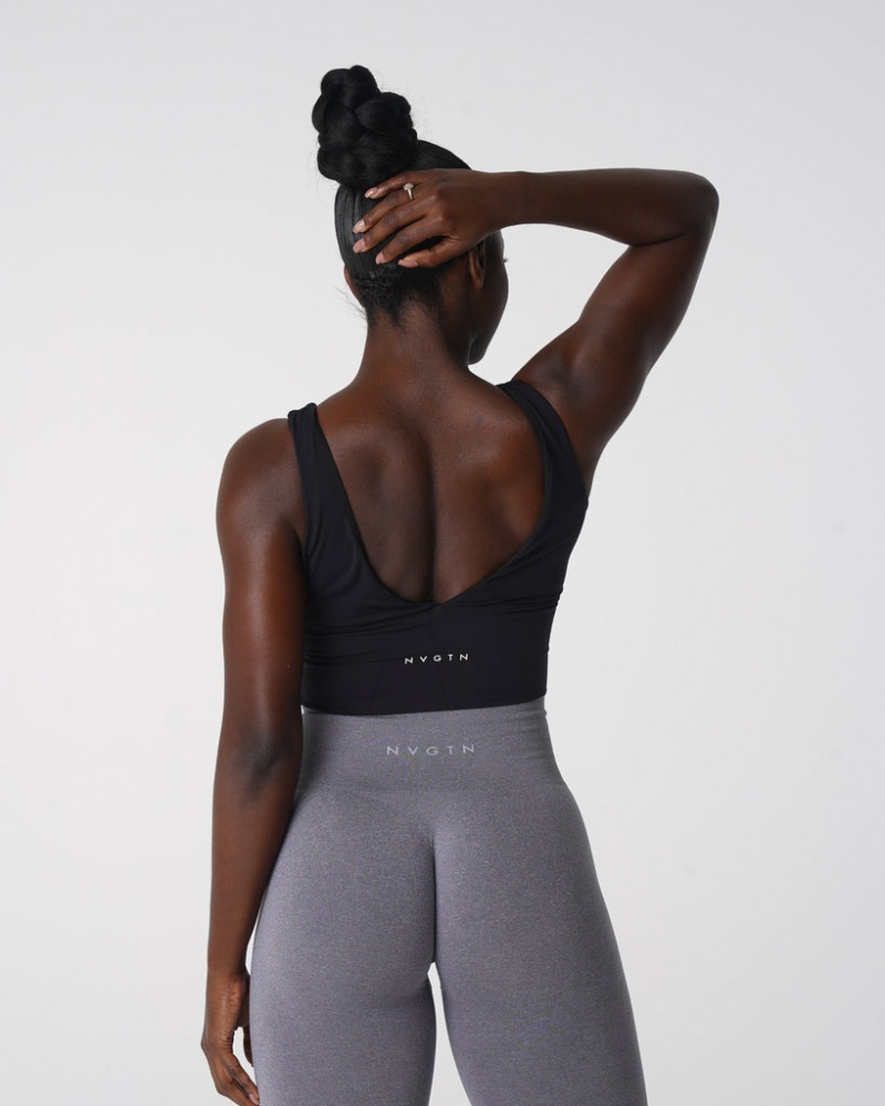 Staniki Sportowe Damskie NVGTN Essence Czarne | NVGTN PL-63SFILKZE