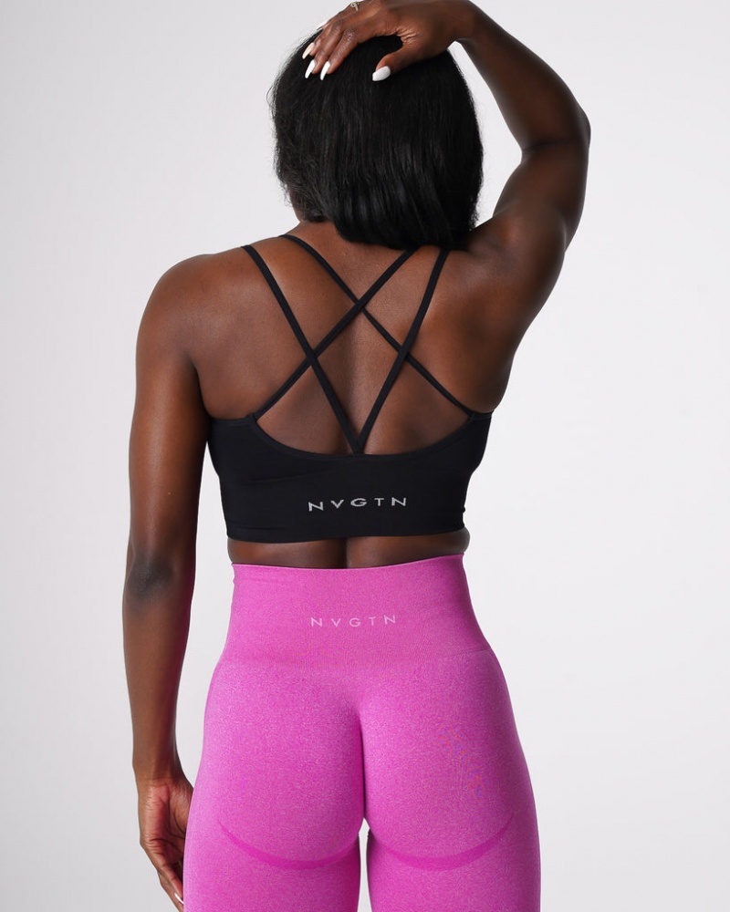 Staniki Sportowe Damskie NVGTN Flourish Seamless Czarne | NVGTN PL-51VTPZEUG