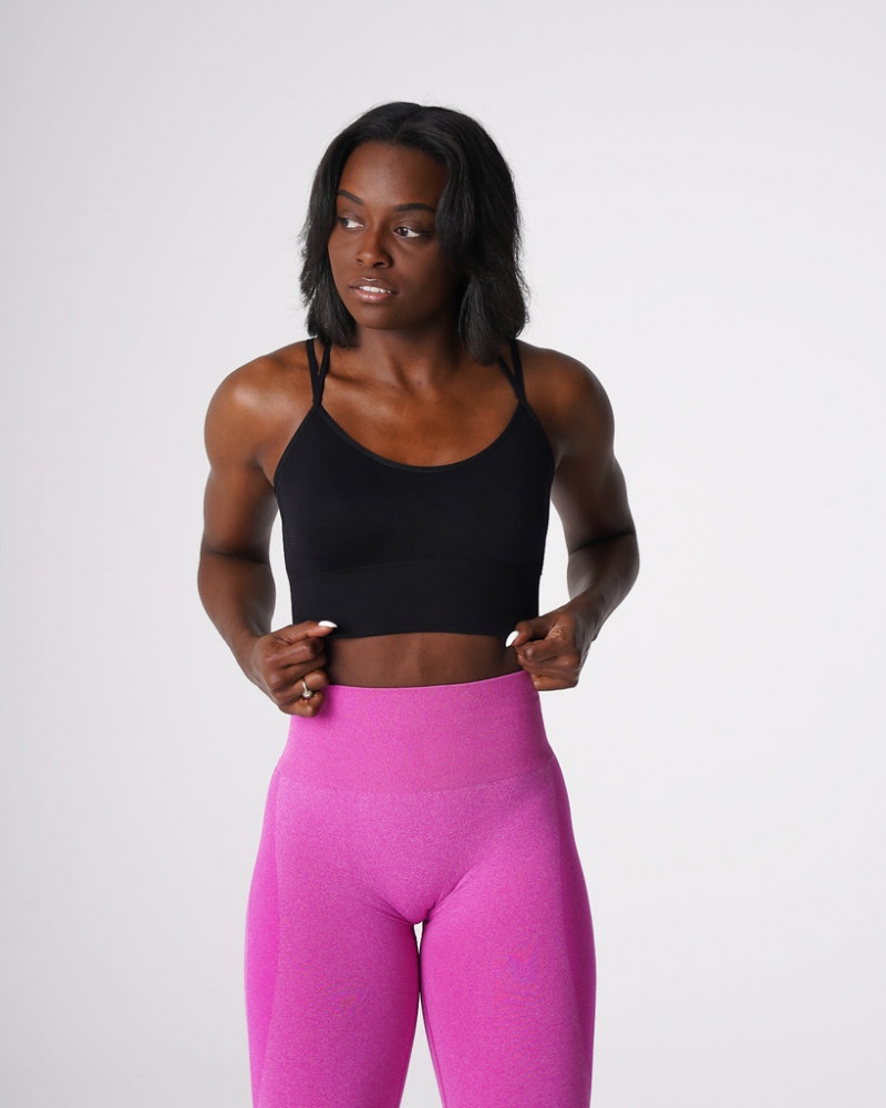 Staniki Sportowe Damskie NVGTN Flourish Seamless Czarne | NVGTN PL-51VTPZEUG