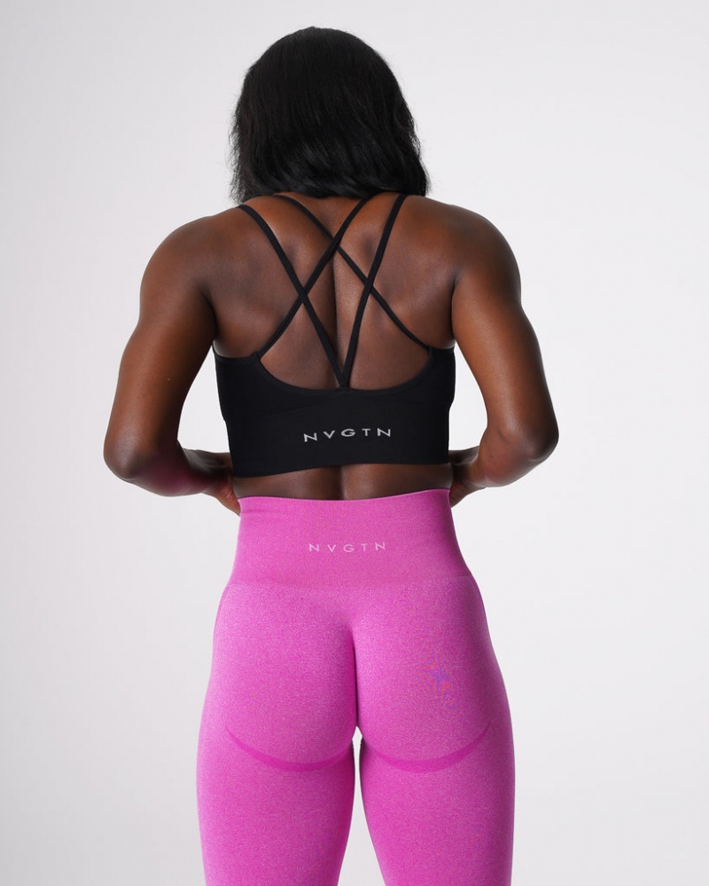Staniki Sportowe Damskie NVGTN Flourish Seamless Czarne | NVGTN PL-51VTPZEUG