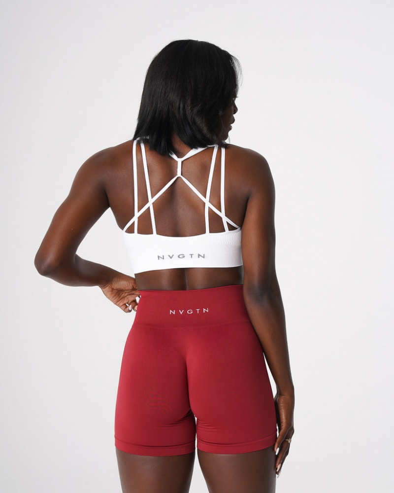 Staniki Sportowe Damskie NVGTN Galaxy Żebrowany Seamless Białe | NVGTN PL-81CPRWESJ