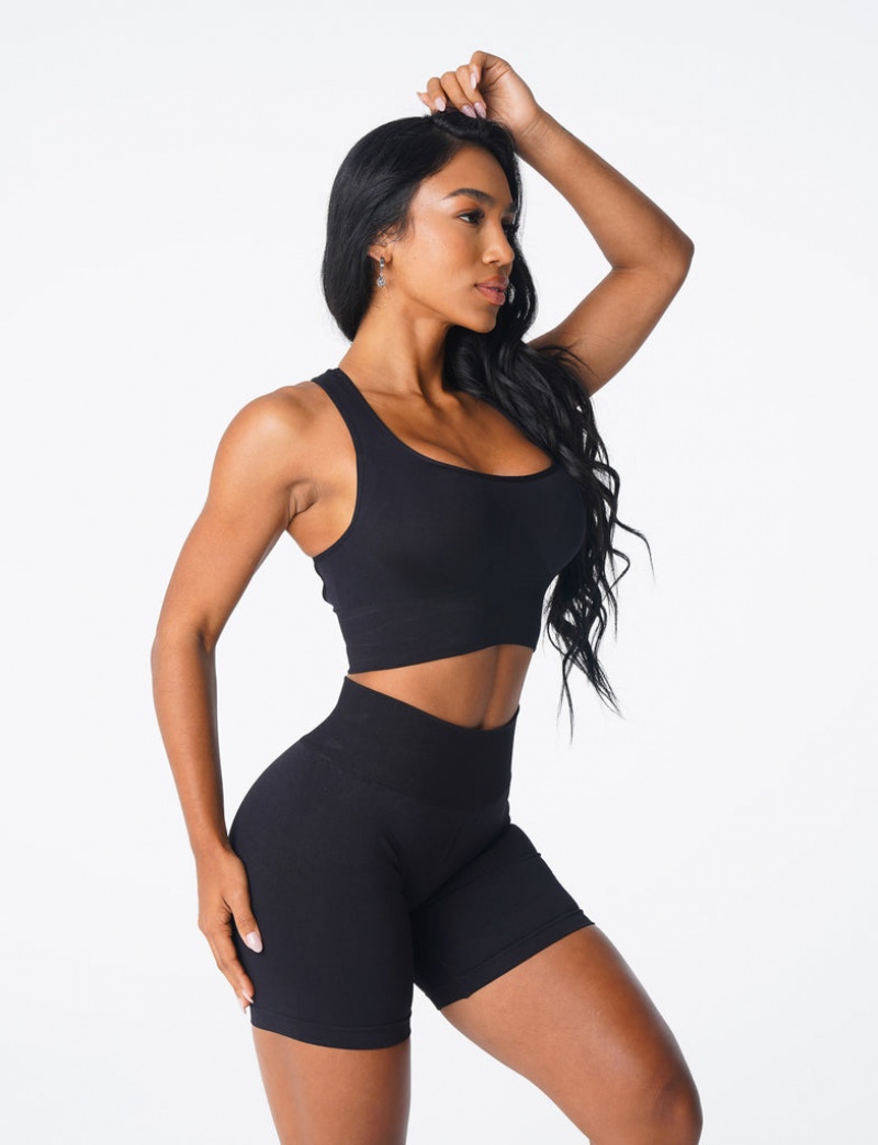 Staniki Sportowe Damskie NVGTN Ignite Seamless Czarne | NVGTN PL-45ABCXRZJ