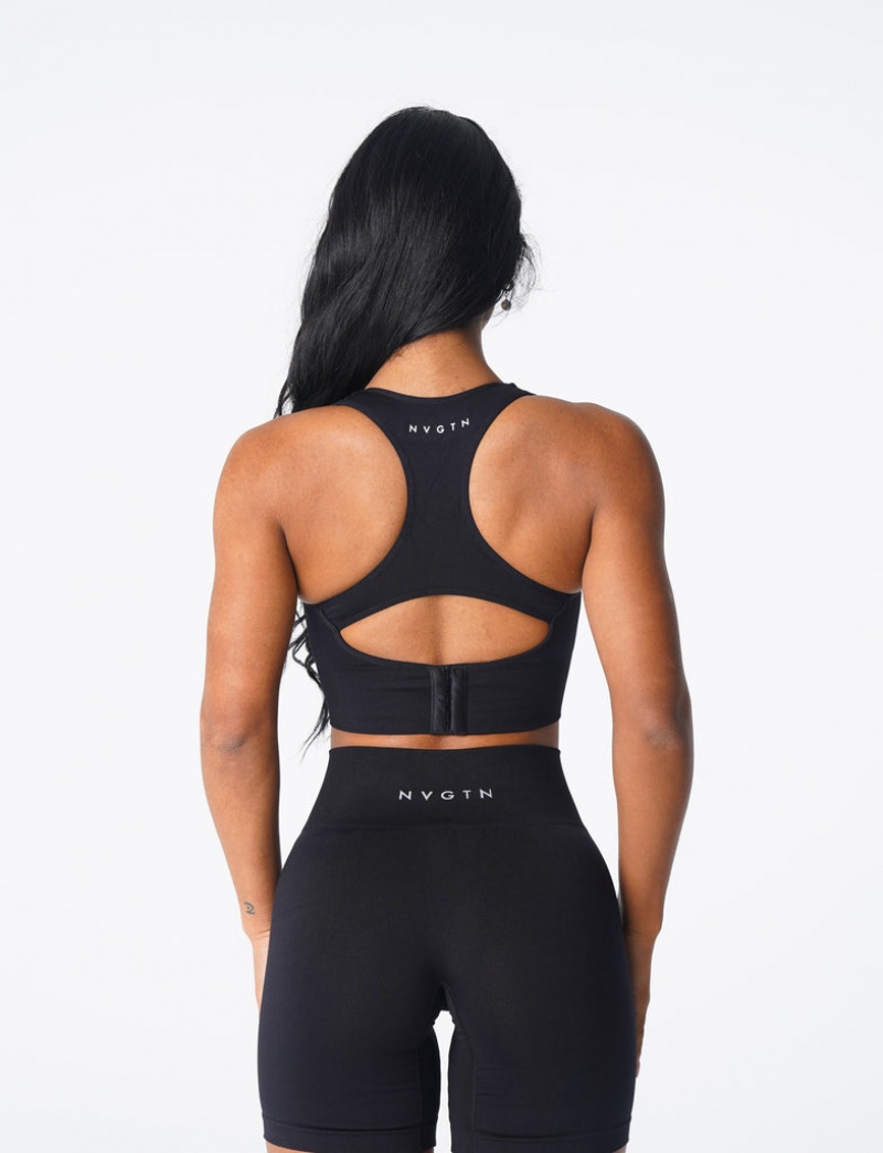 Staniki Sportowe Damskie NVGTN Ignite Seamless Czarne | NVGTN PL-45ABCXRZJ