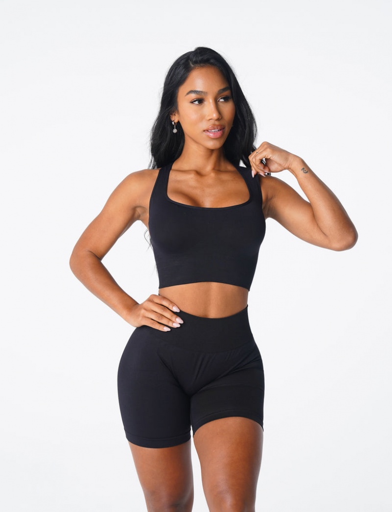 Staniki Sportowe Damskie NVGTN Ignite Seamless Czarne | NVGTN PL-45ABCXRZJ