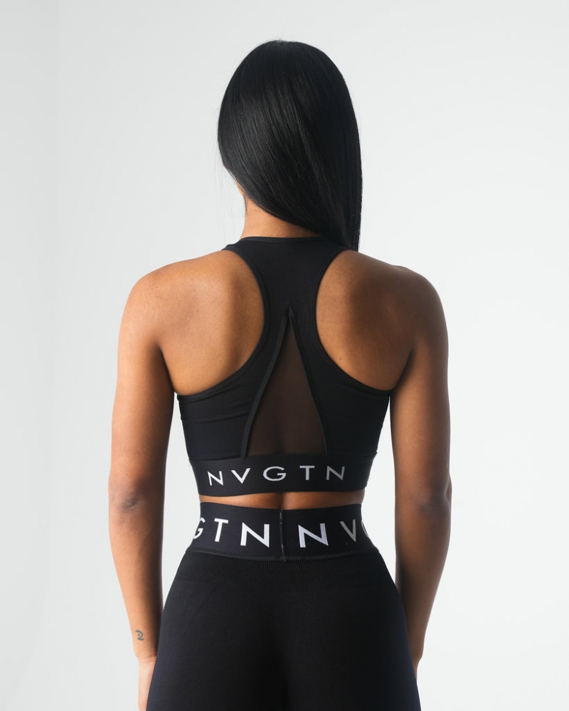 Staniki Sportowe Damskie NVGTN Legacy Sportowe Seamless Czarne | NVGTN PL-35OYKMZCA