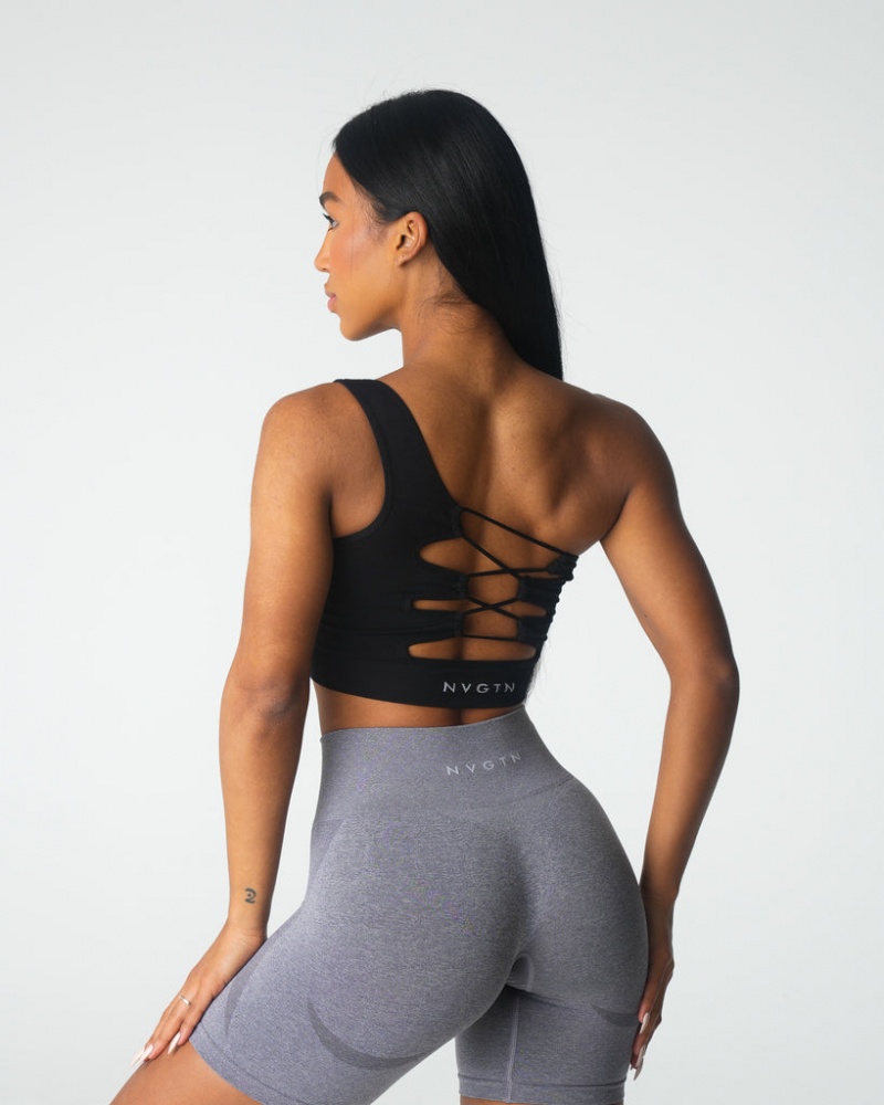 Staniki Sportowe Damskie NVGTN Passion Seamless Czarne | NVGTN PL-96LUMWSNT
