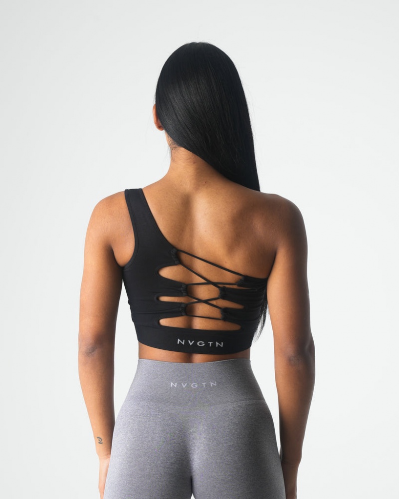 Staniki Sportowe Damskie NVGTN Passion Seamless Czarne | NVGTN PL-96LUMWSNT