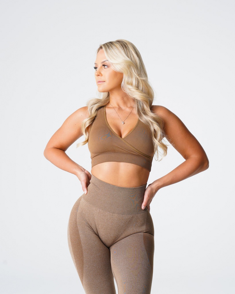 Staniki Sportowe Damskie NVGTN Pursuit Seamless Beżowe | NVGTN PL-91EJRCOSK