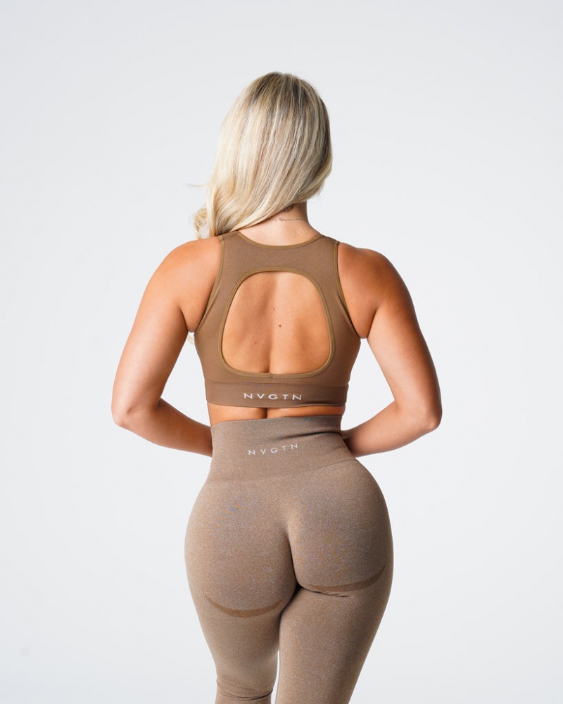 Staniki Sportowe Damskie NVGTN Pursuit Seamless Beżowe | NVGTN PL-91EJRCOSK