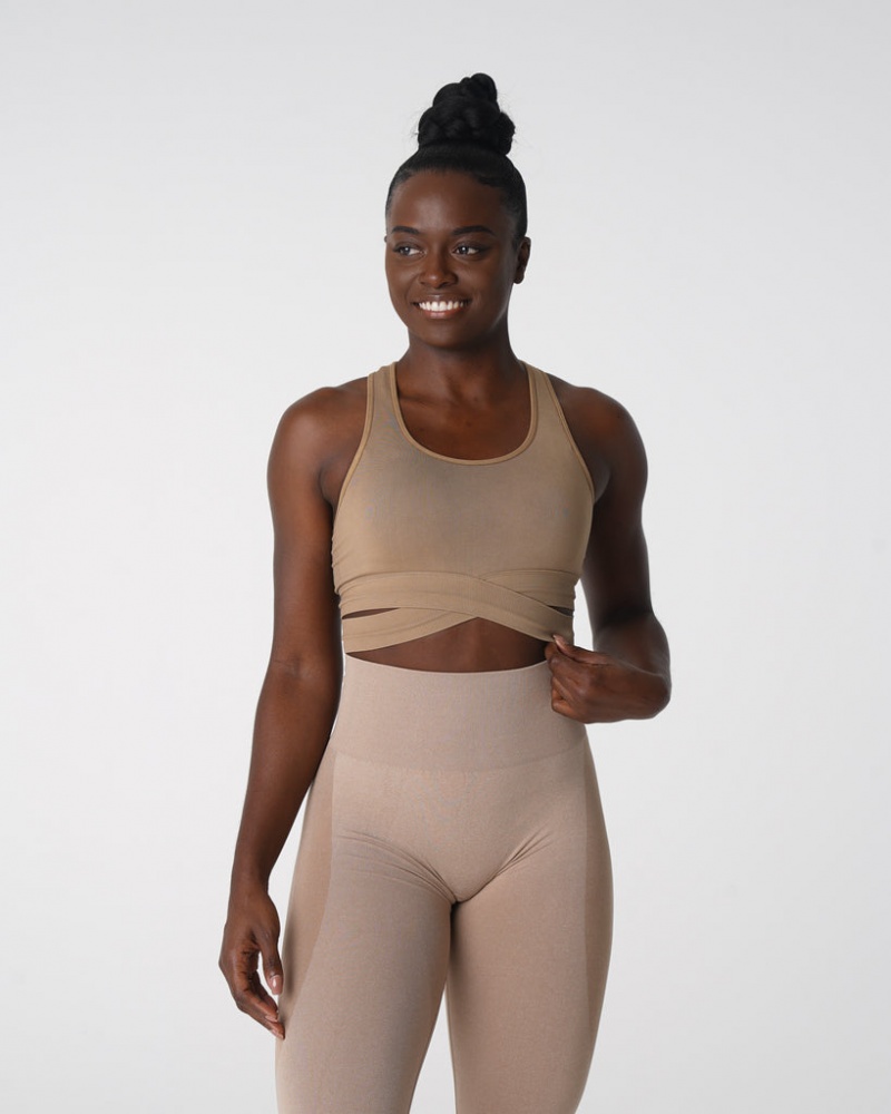 Staniki Sportowe Damskie NVGTN Sculpt Seamless Beżowe | NVGTN PL-80KSOYZNL