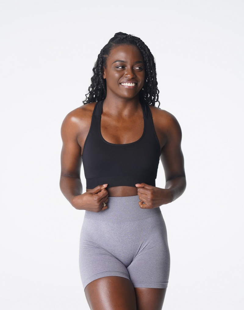 Staniki Sportowe Damskie NVGTN Surge Seamless Czarne | NVGTN PL-92LWJRVHP