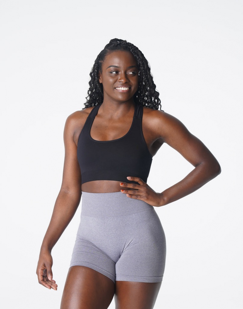 Staniki Sportowe Damskie NVGTN Surge Seamless Czarne | NVGTN PL-92LWJRVHP