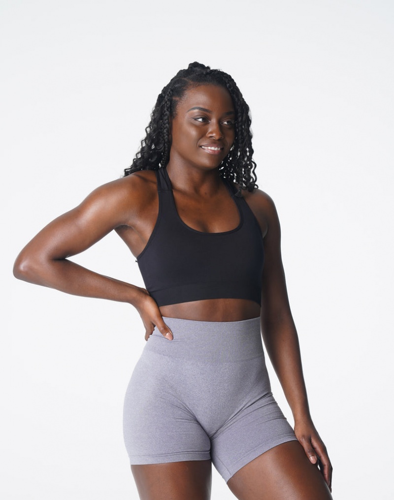 Staniki Sportowe Damskie NVGTN Surge Seamless Czarne | NVGTN PL-92LWJRVHP