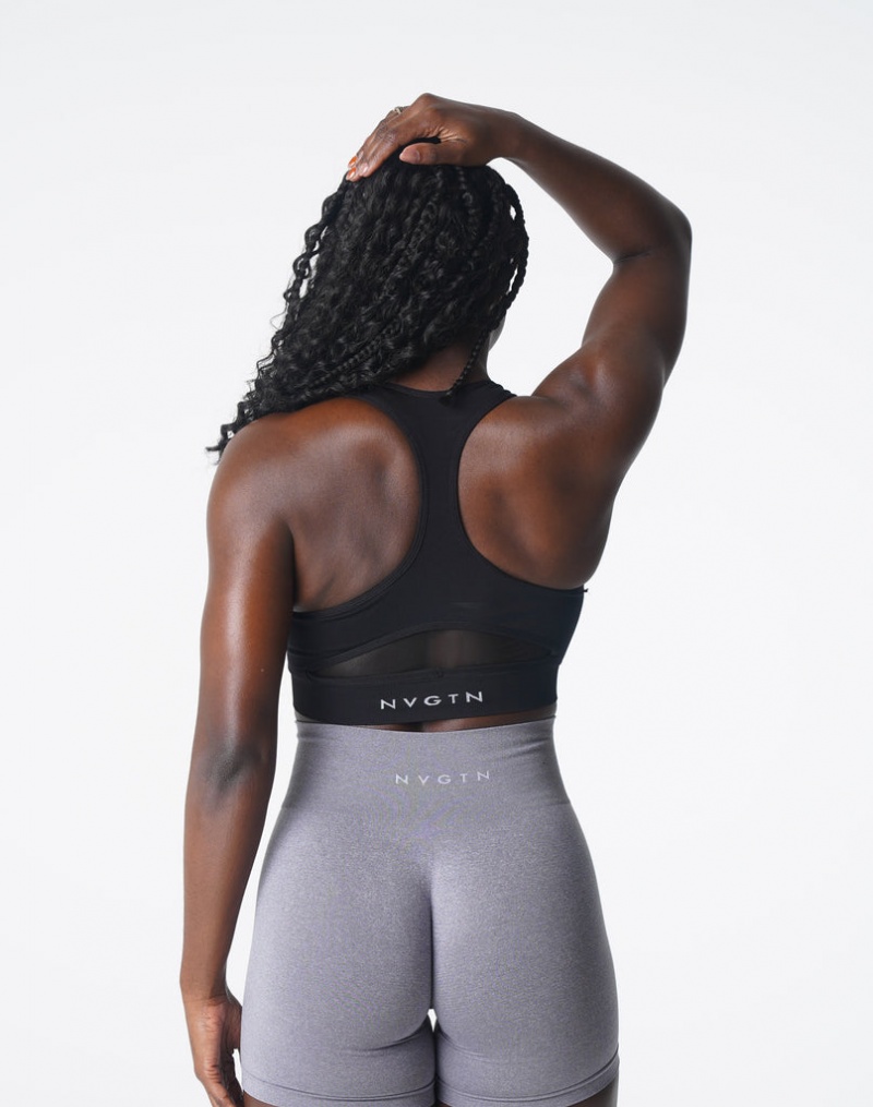 Staniki Sportowe Damskie NVGTN Surge Seamless Czarne | NVGTN PL-92LWJRVHP