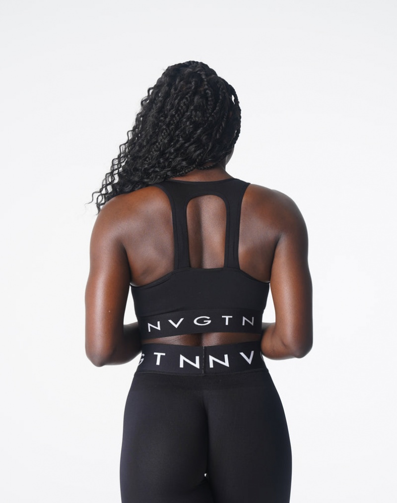 Staniki Sportowe Damskie NVGTN Trilogy Sportowe Seamless Czarne | NVGTN PL-65RQNHAWL