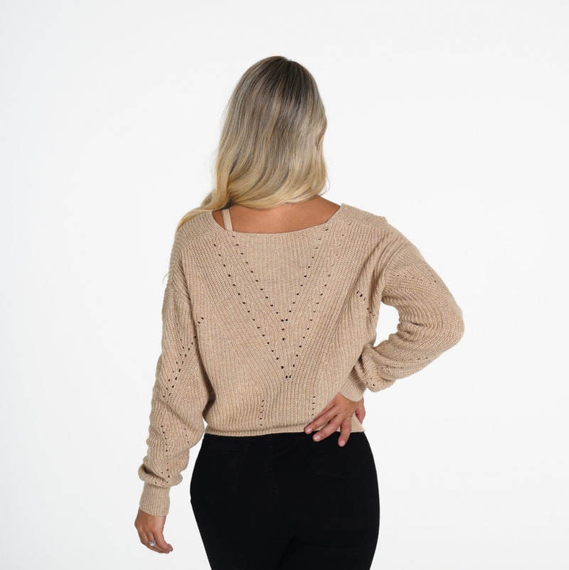 Swetry Damskie NVGTN Home Sweet Home Brązowe | NVGTN PL-50DNGCHYK