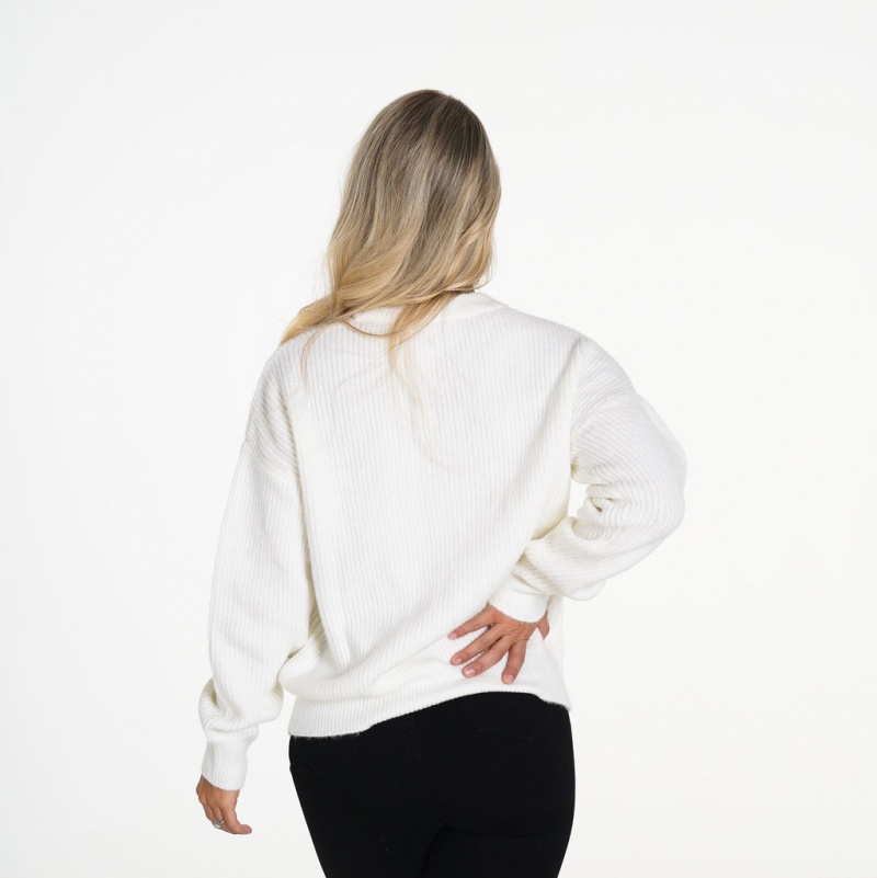 Swetry Damskie NVGTN Snowy Nights Oversized Białe | NVGTN PL-46AZWMFBU