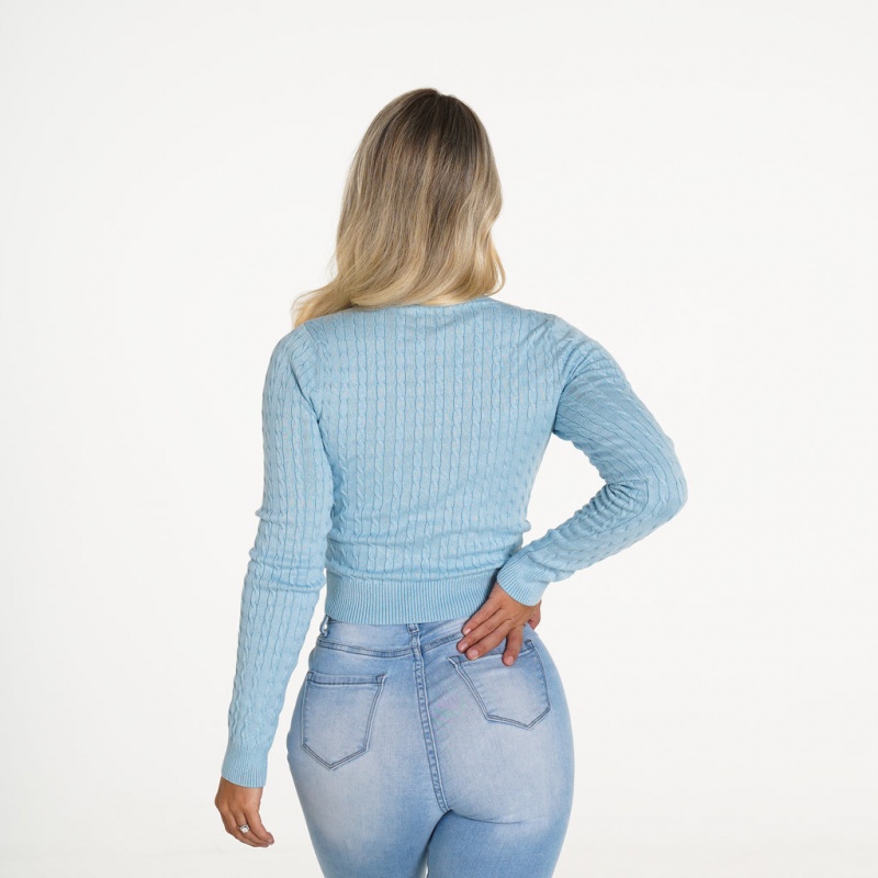 Swetry Damskie NVGTN Thinking Of You Long Sleeve Niebieskie | NVGTN PL-26ZWREVJG