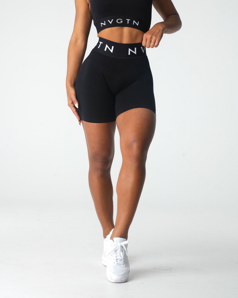 Szorty Damskie NVGTN Sportowe Seamless Czarne | NVGTN PL-79HPGEYWF